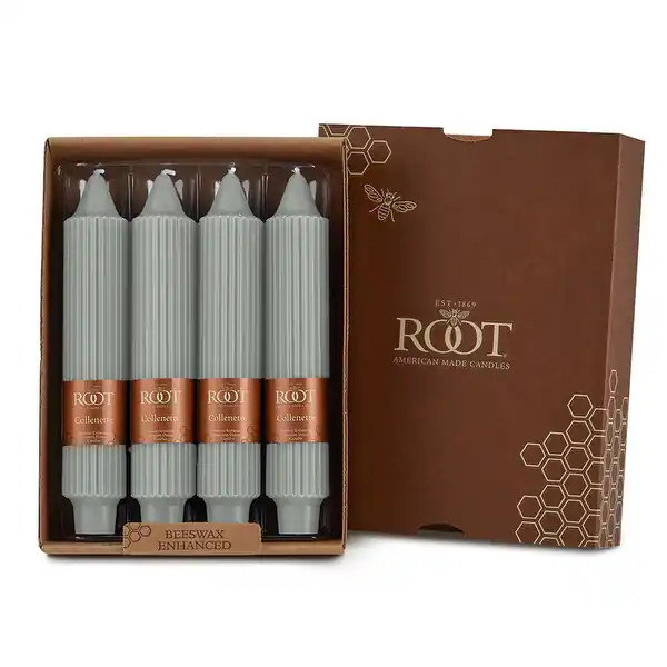 Root Unscented Grecian Collenette Taper Candles box of 4 - Bed Bath & Beyond - 37251671 | Bed Bath & Beyond