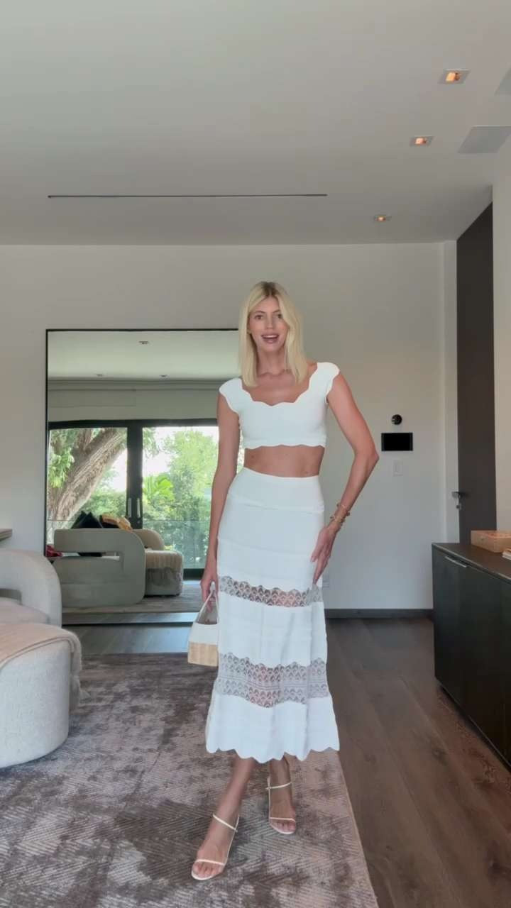 I wore this set in yellow & it is finally out in white! I love a two piece skirt set 🤍 Paired it with this bag and my favorite heels. 

 #LTKStyleTip #LTKShoeCrush #LTKItBag