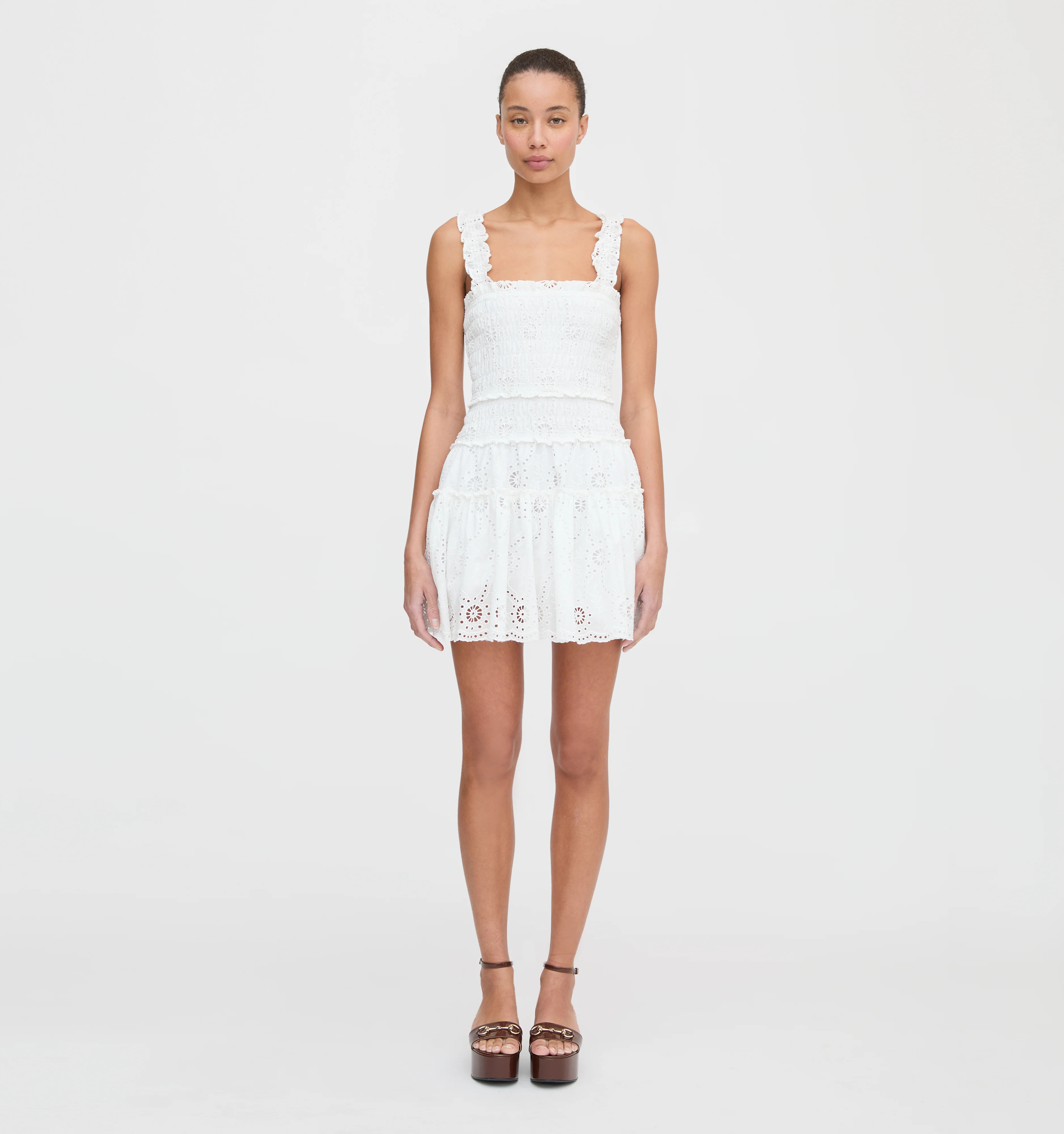 The Azalea Mini Nap Dress - White Trellis Broderie | Hill House Home US