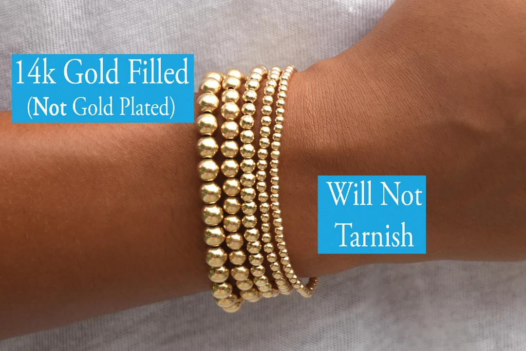 Gold Bead Bracelet 2mm 3mm 4mm 5mm 6mm 7mm 14k Gold Bead Bracelet Gold Bead Bracelet Gold Ball Br... | Etsy (US)