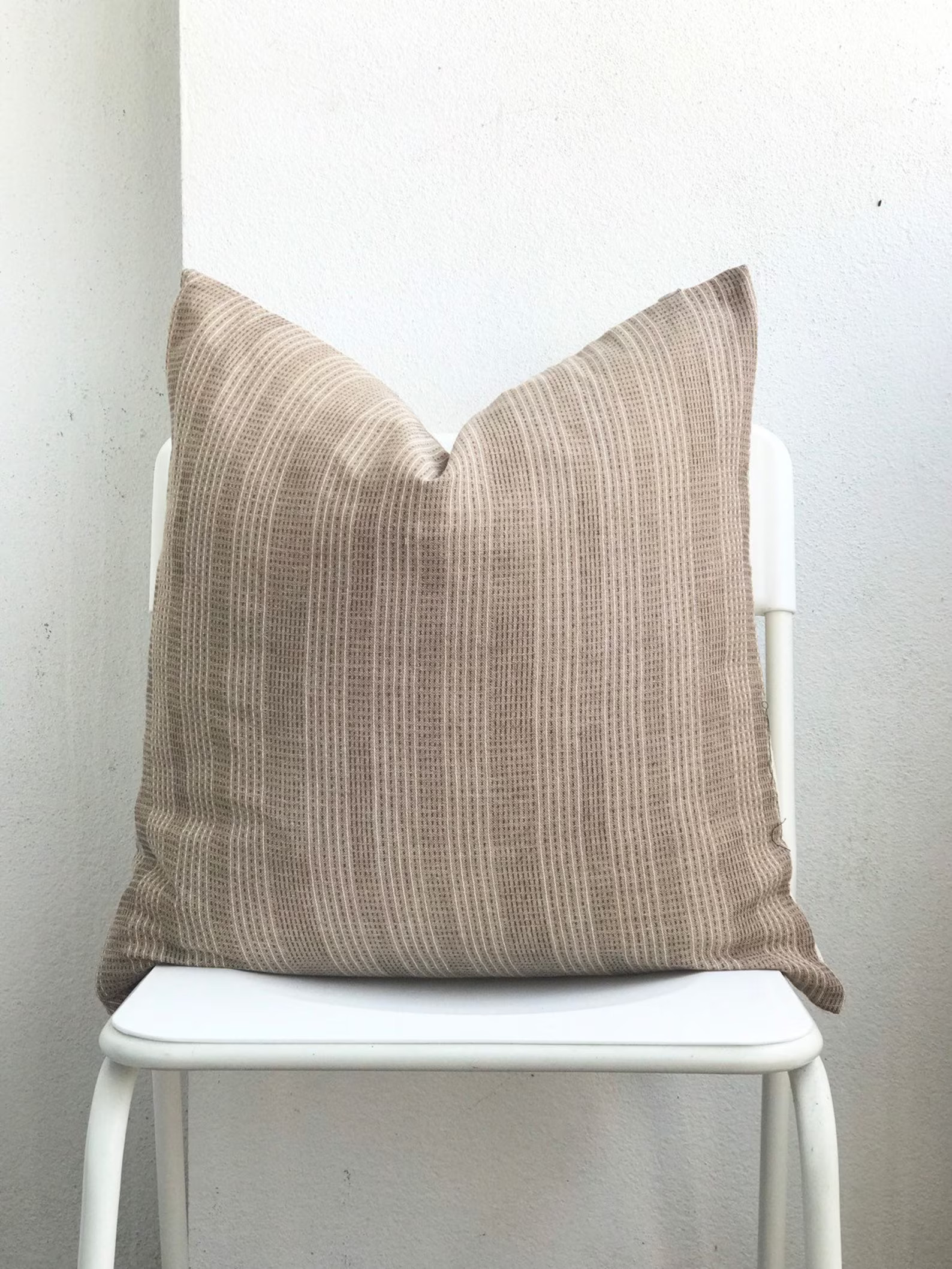 Brown Cream Striped Woven Pillow Cover - Etsy | Etsy (US)