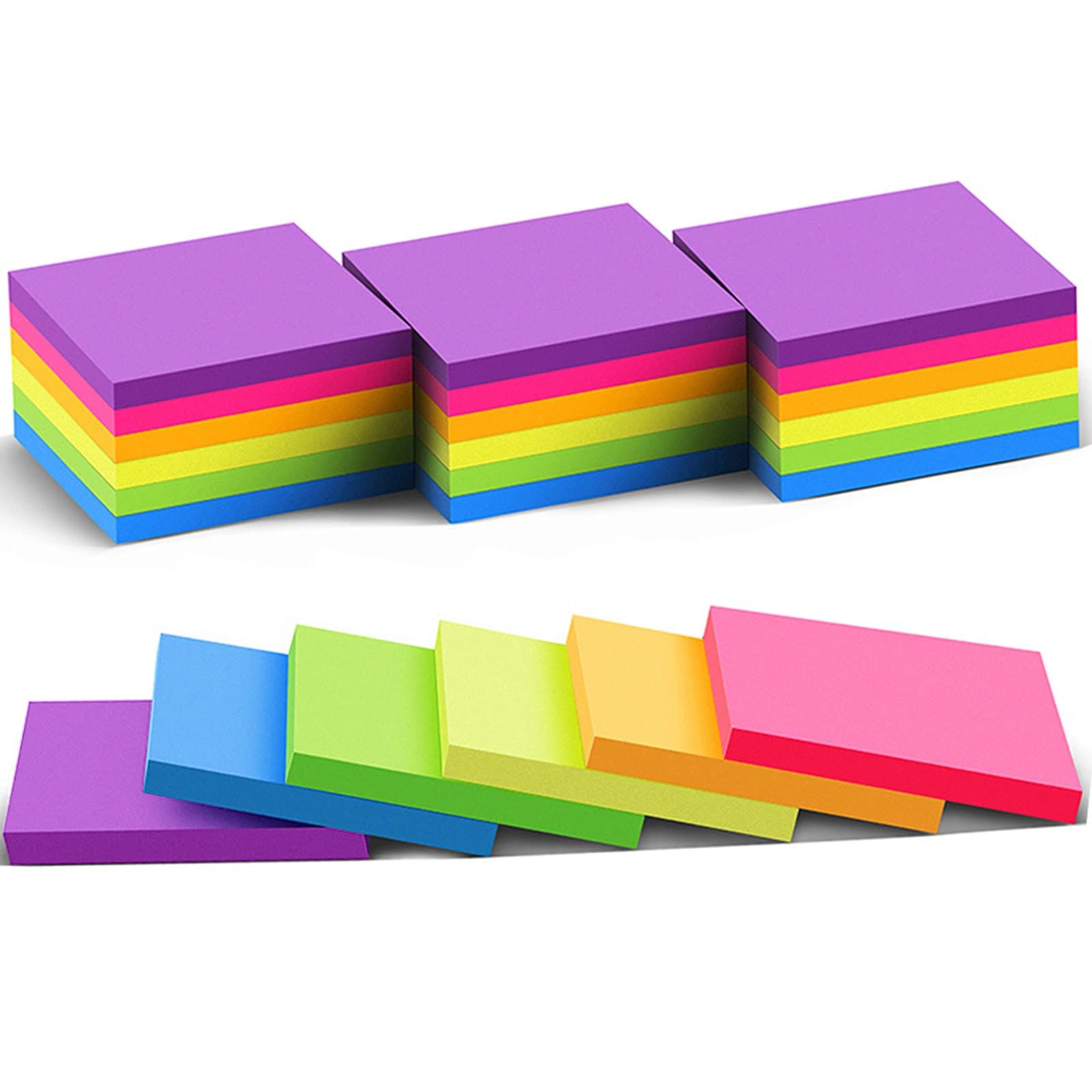 (24 Pack) Sticky Notes 3x3 in Post Bright Stickies Colorful Super Sticking Power Memo Pads, Strong A | Amazon (US)