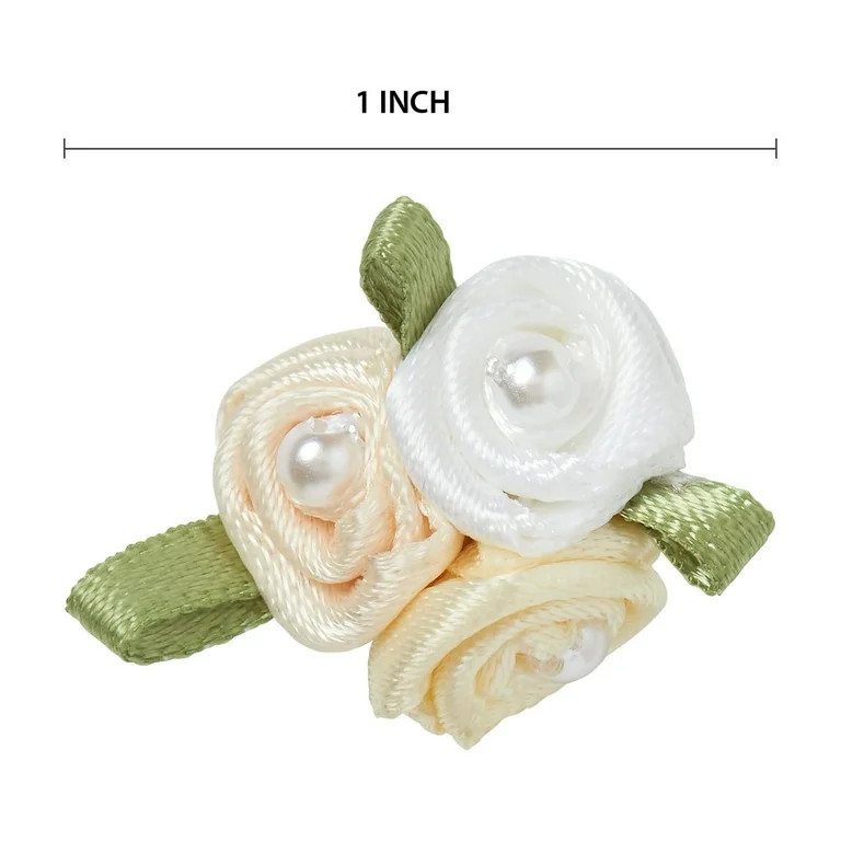 Offray Accessories, Cream 1 inch Tricolor Ribbon Rose Accessory for Wedding, Hair Clips, and Scra... | Walmart (US)