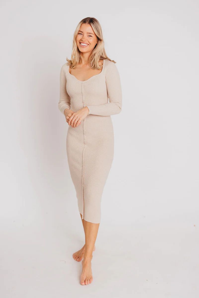 Kathryn Sweater Dress in Oatmeal | Worth Collective