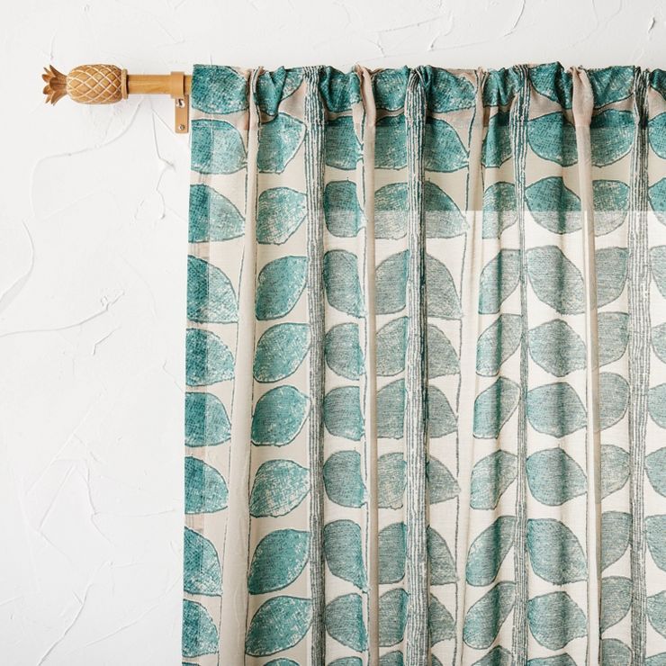 1pc Sheer Vines Burnout Window Curtain Panel Green - Opalhouse™ designed with Jungalow™ | Target