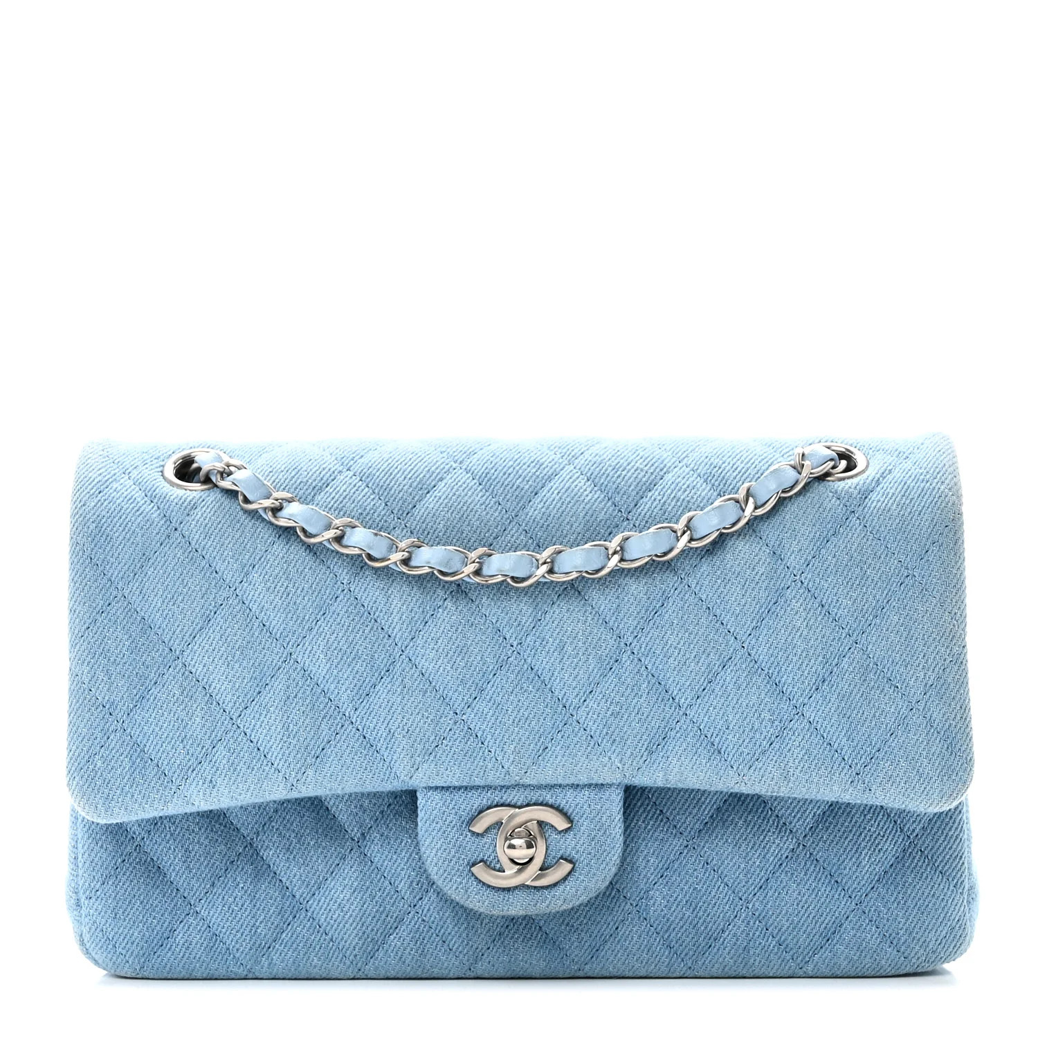 Chanel Denim Quilted Medium Double Flap Light Blue 1823042 | FASHIONPHILE (US)
