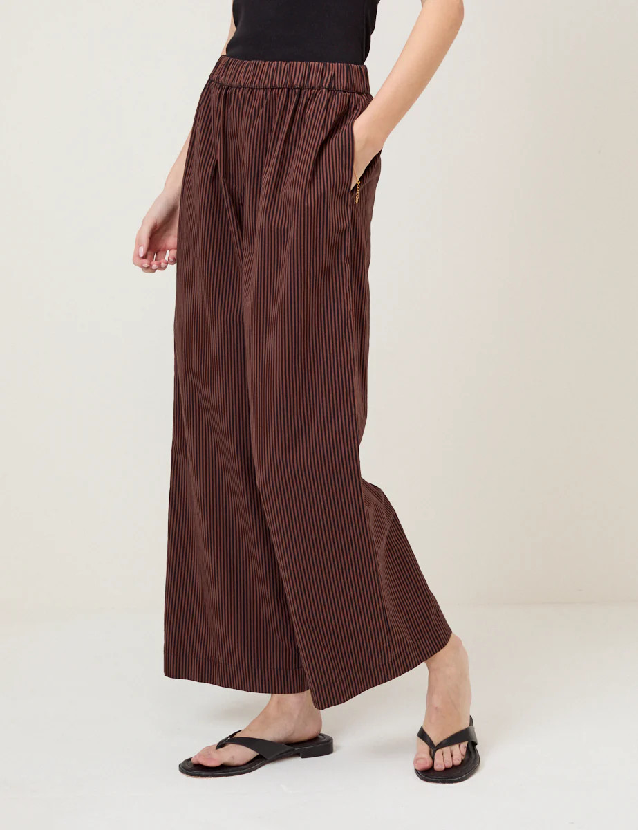 Brown Pinstripe Wide Leg Trousers | Nobody's Child