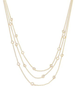 Perfect Crystal Dotted Cubic Zirconia Layered Collar Necklace in 18K Gold Plated, 13"-16" | Bloomingdale's (US)