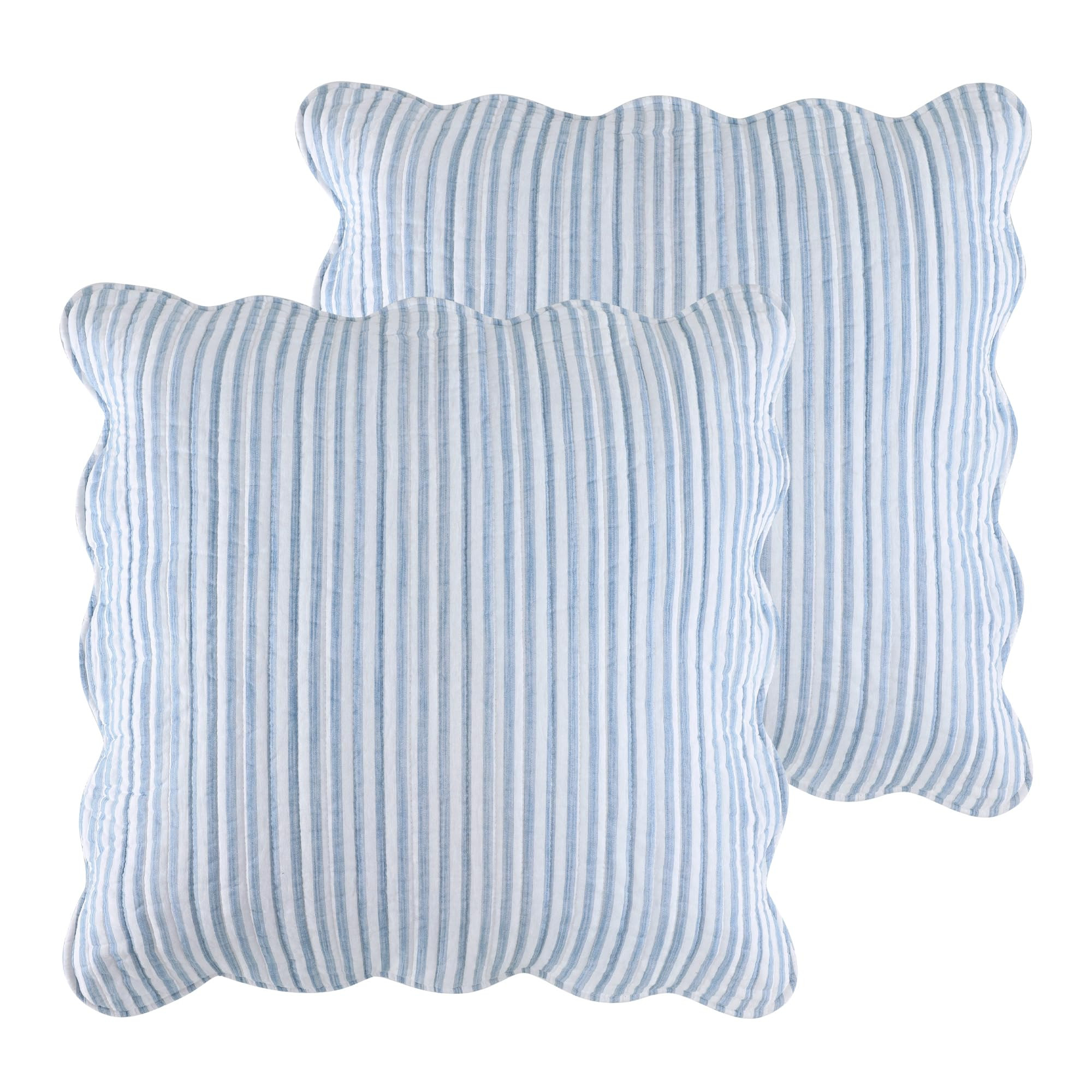 Levtex Home - Martha Stripe - Euro Sham Set of 2 - Stripe - Blue and White - (26x26in.), No Inser... | Amazon (US)