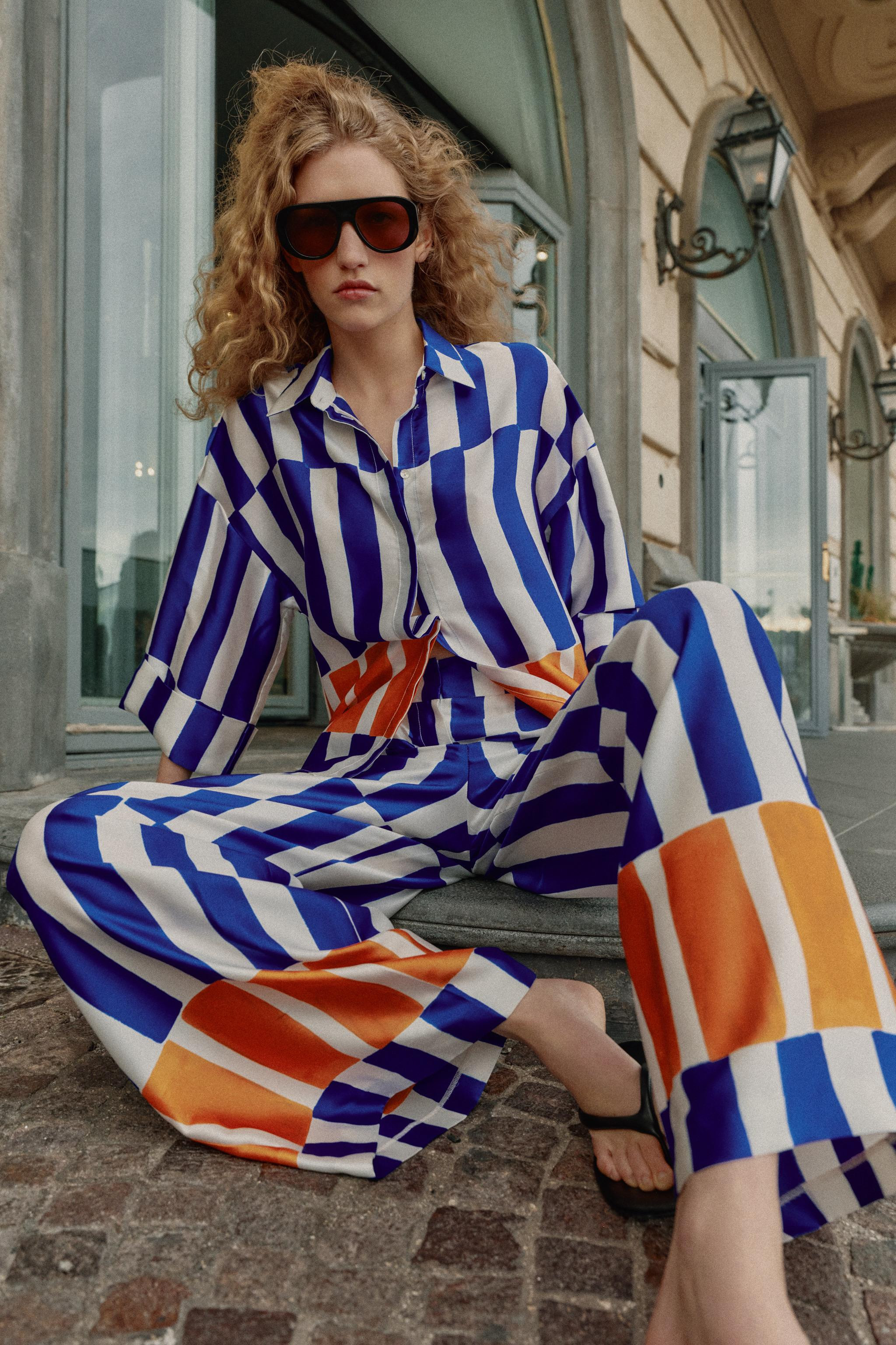 STRIPED WIDE LEG PANTS | Zara US