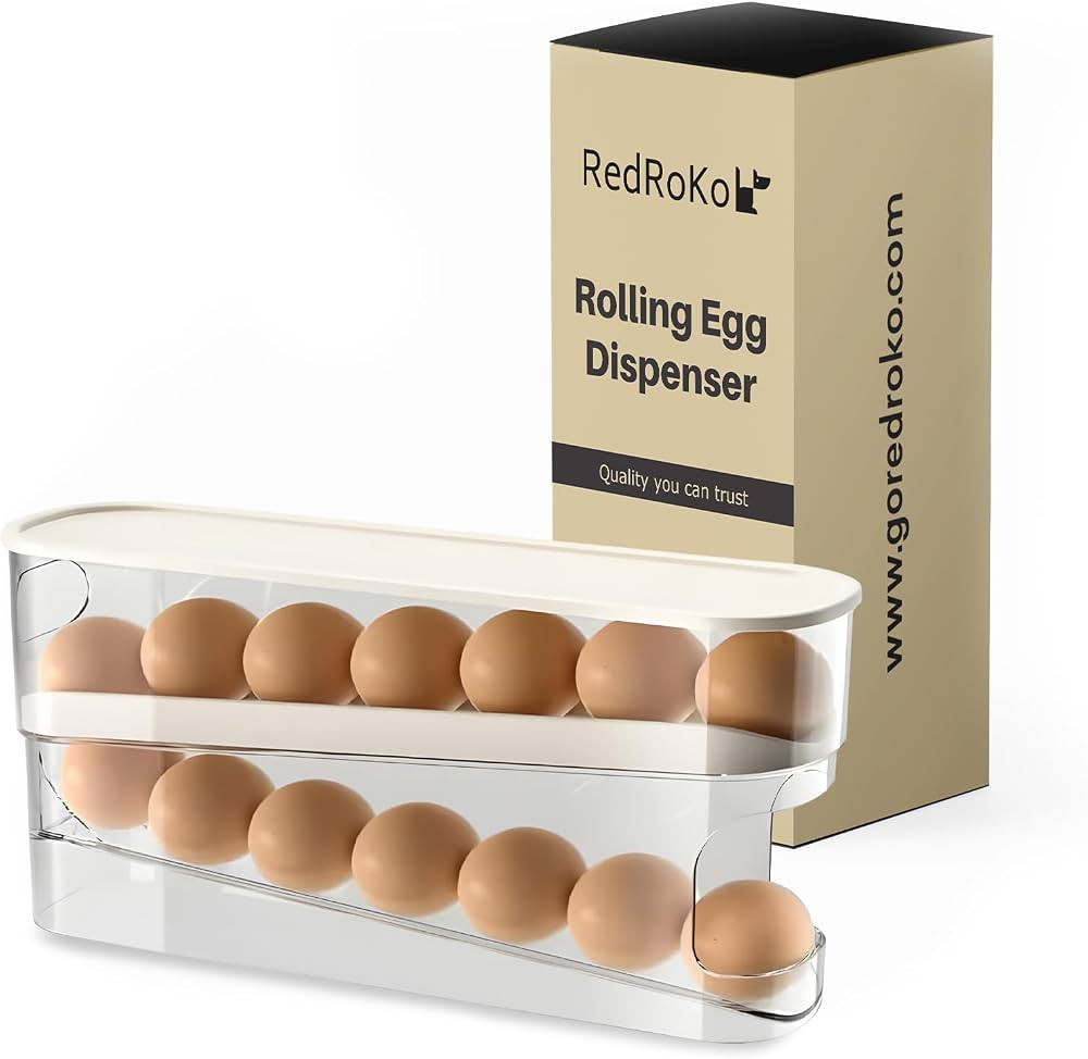 Egg Container for Refrigerator, Egg Holder Rolling Egg Holder for Refrigerator, Automatic 14 Coun... | Amazon (US)