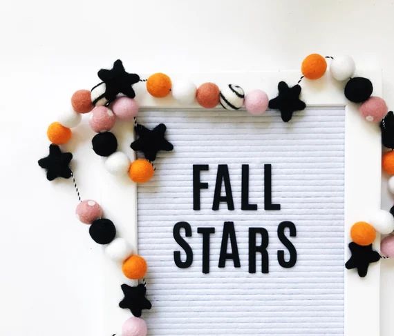 Fall Stars Felt Ball Garland, Bunting, Banner - Halloween, Fall | Etsy (US)