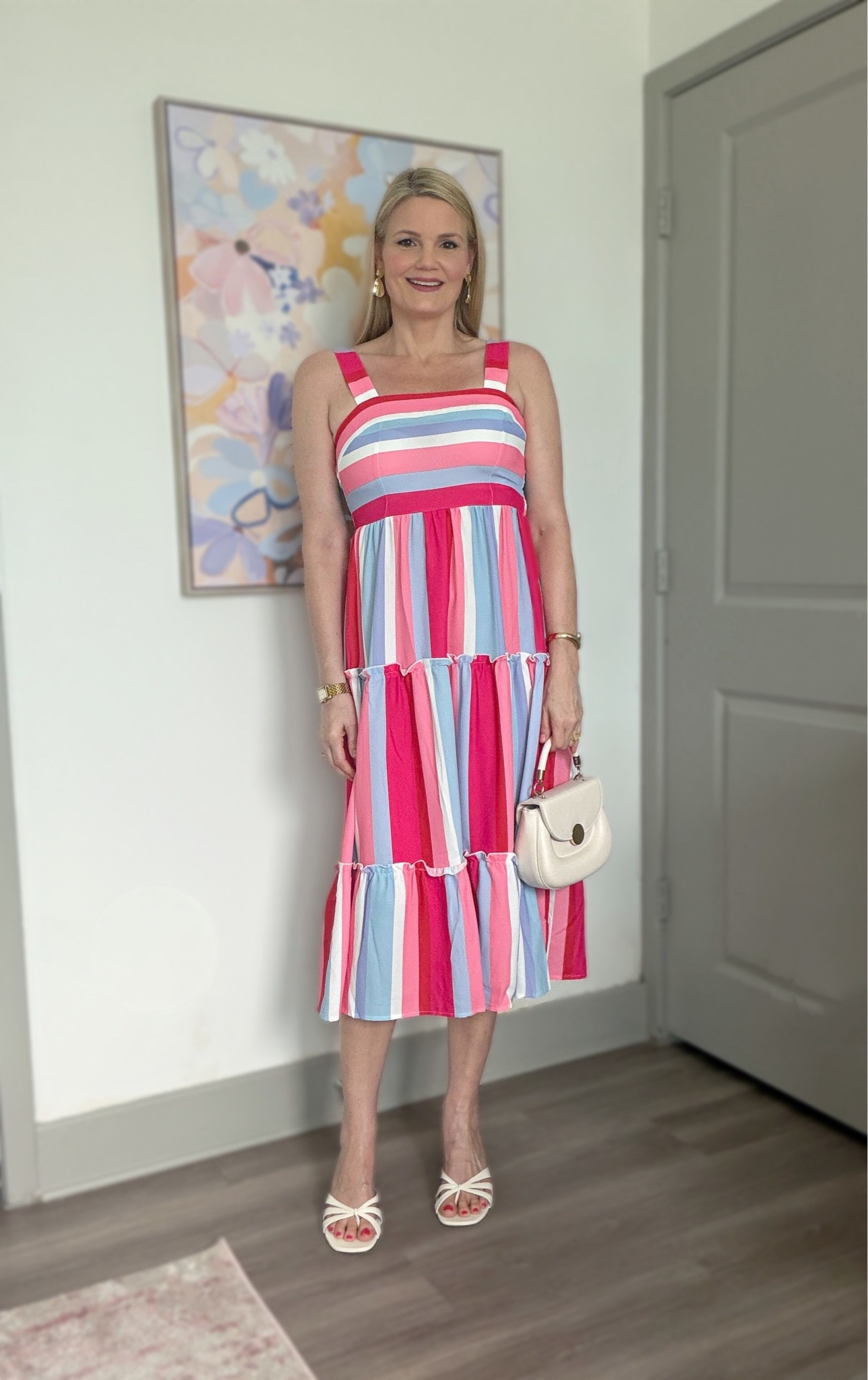 Colorful striped midi dress from Amazon. Wearing the size small. Summer. Spring.

#LTKootd #LTKOver40 #LTKTall