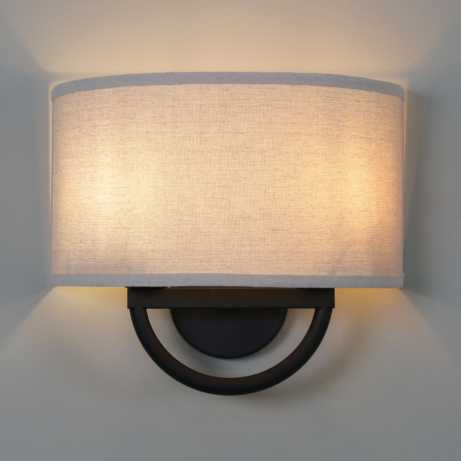 Yosoan 2-Light Linen Fabric Cloth Boho Wall Sconce Hallway Fixture Light, Dual Indoor Hardwired V... | Amazon (US)