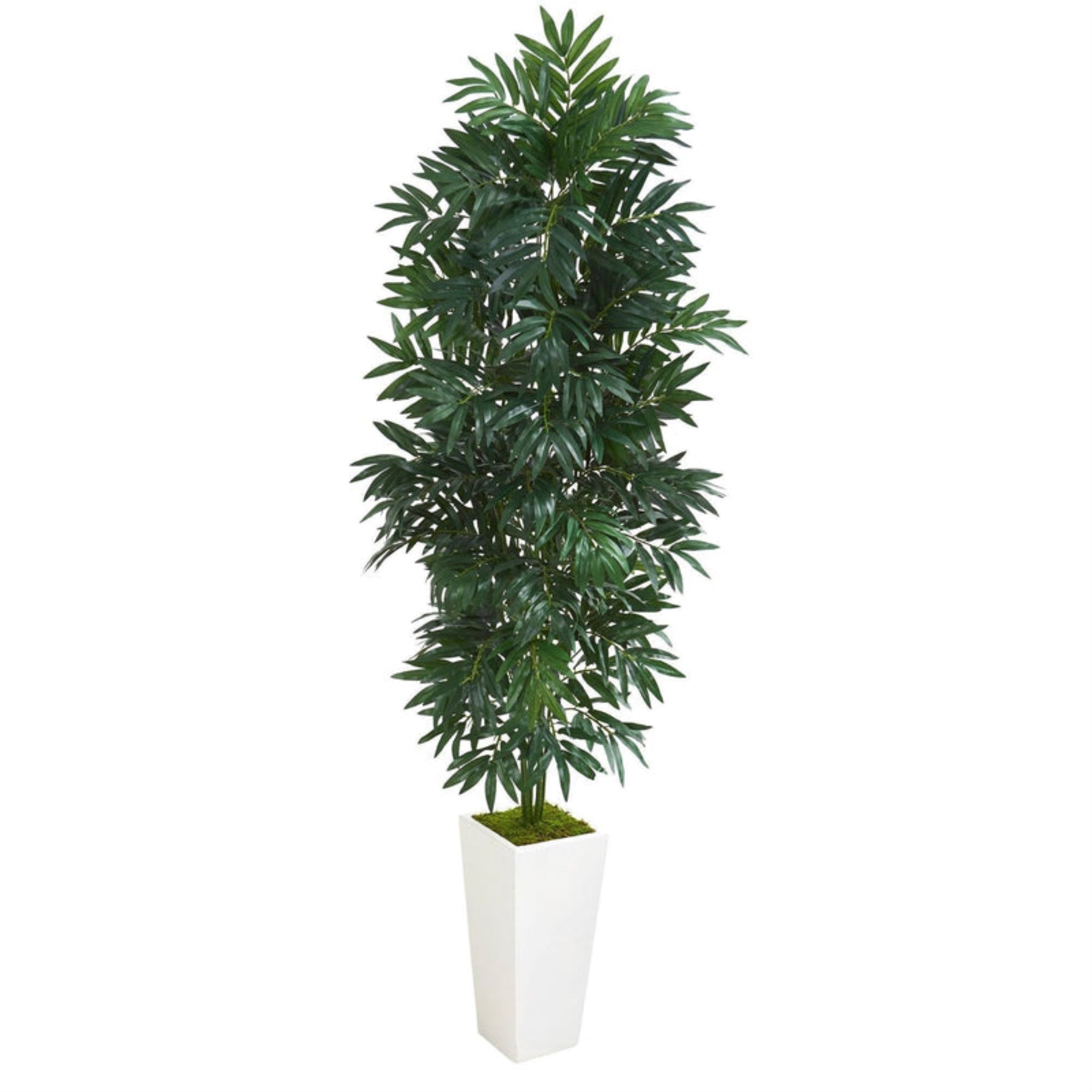 5' Bamboo Palm Artificial Plant in White Planter | Walmart (US)
