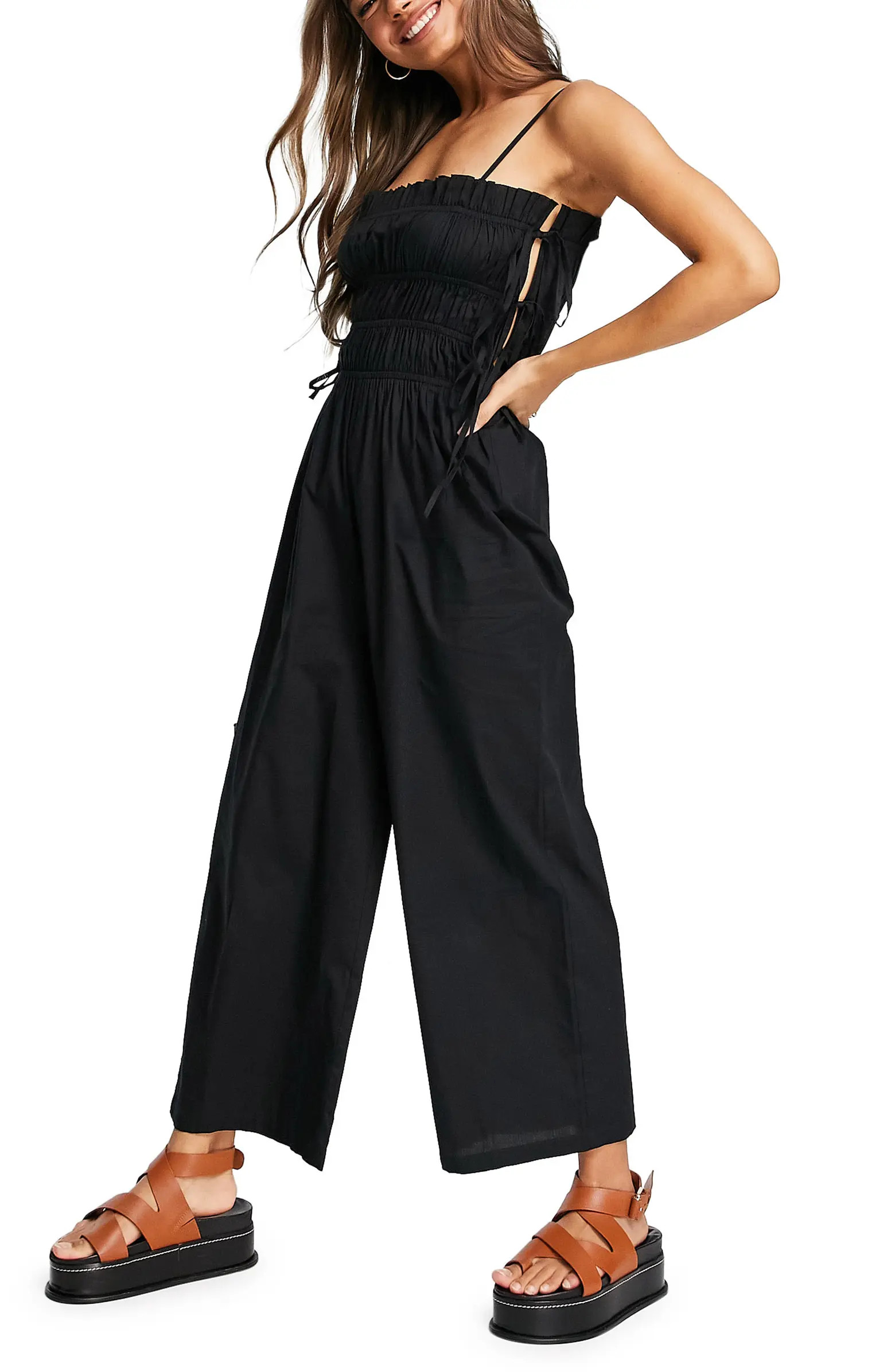 ASOS DESIGN Shirred Strappy Jumpsuit | Nordstrom | Nordstrom