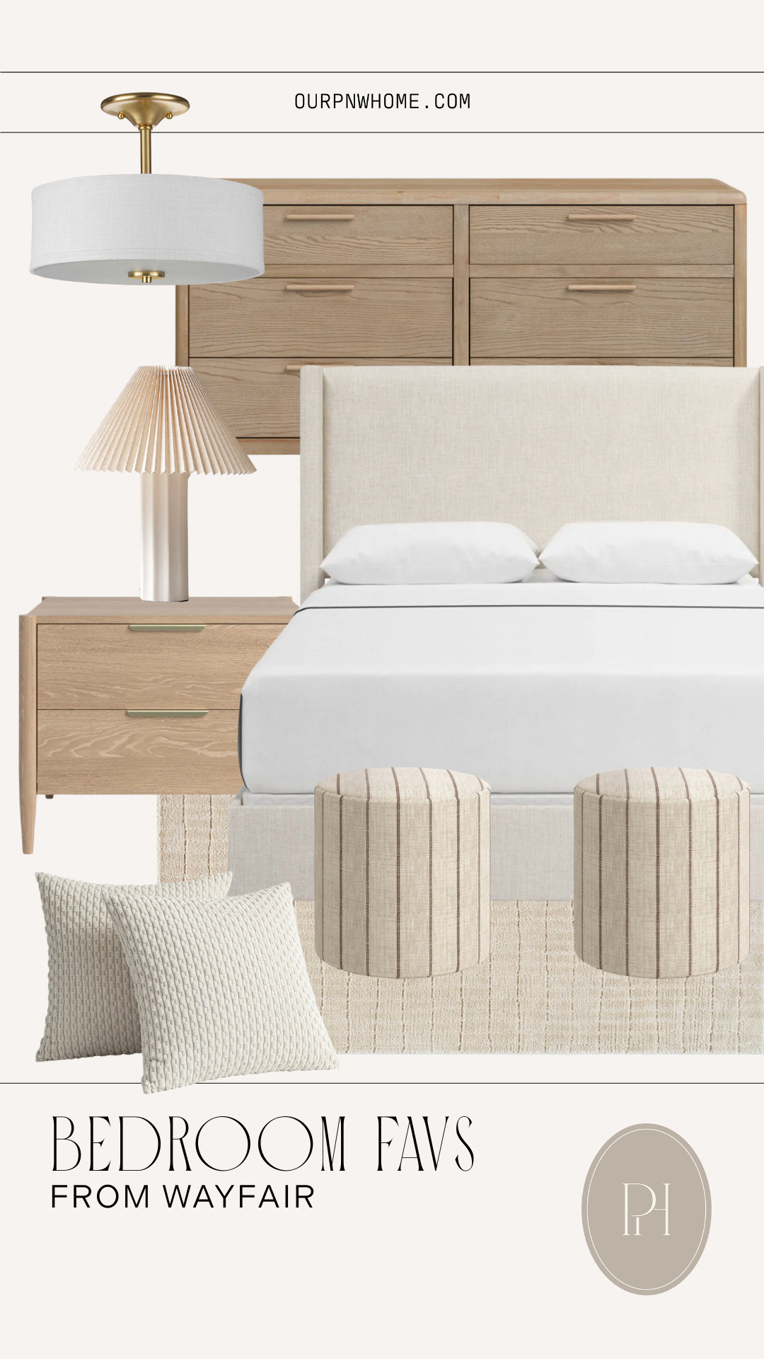 Sharing some of my neutral bedroom favorites from Wayfair!

neutral bed frame, upholstered bed frame, cream bed frame, bedroom furniture, fluted table lamp, white table lamp, semi-flush mount lighting fixture, bedroom lighting, wood nightstand, bedside table, side table, dresser, white throw pillows, velvet throw pillows, striped ottoman, neutral area rug, light brown area rug, tan area rug, bedroom rug, footstool, footrest, tan ottoman 

 #LTKSeasonal #LTKHome