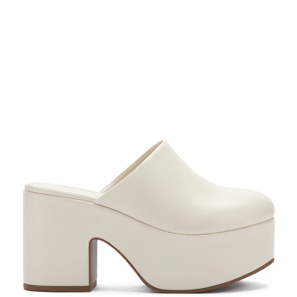Miso Platform Clog In Ivory Leather | Larroude