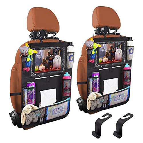 Backseat Car Organizer 2 PCS,Car Storage Organizer with Touch Tablet Holder Tissue Box Seat Back Protectors with 8 Storage Pockets Earphone/Charging Hole,Travel Accessories,Road Trip Essential Kids | Amazon (US)
