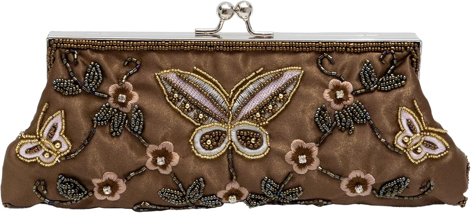 Vintage Butterfly Floral Beaded Evening Bag Elegan Handbag for Women for Brides, Proms, Parties, ... | Amazon (US)