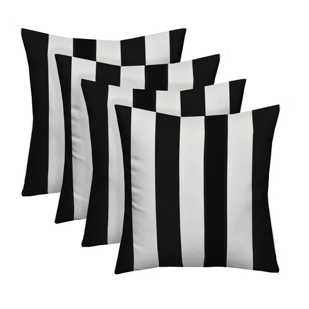 RSH Décor Indoor Outdoor Set of 4 Square Pillows Weather Resistant 17" x 17", Black and White St... | Walmart (US)