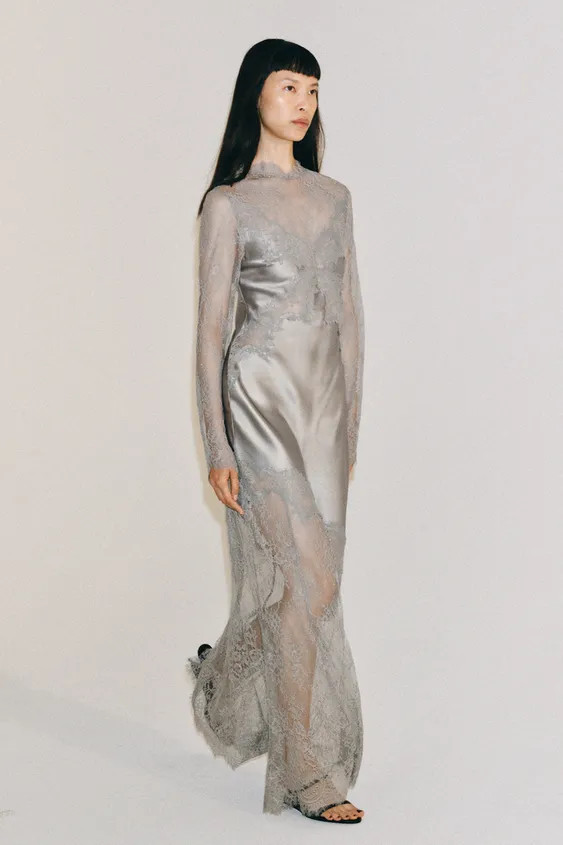 ZW COLLECTION SATIN LACE DRESS | Zara UK