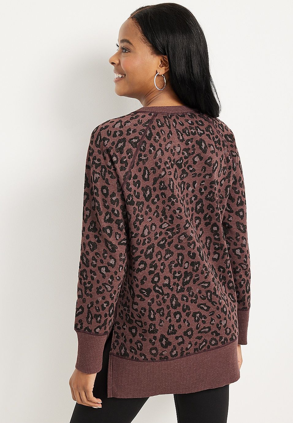 Willowsoft Leopard Print Fleece Sweatshirt | Maurices