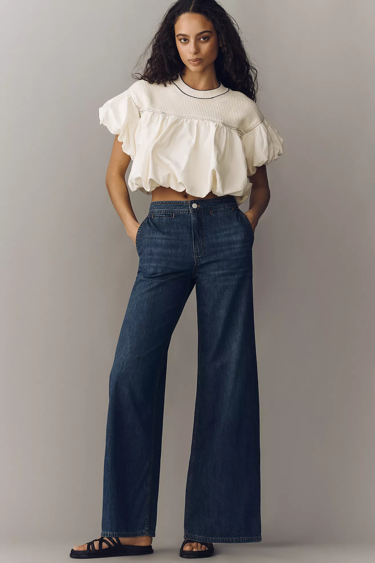 Pilcro Erie Mid-Rise Wide-Leg Jeans | Anthropologie (US)