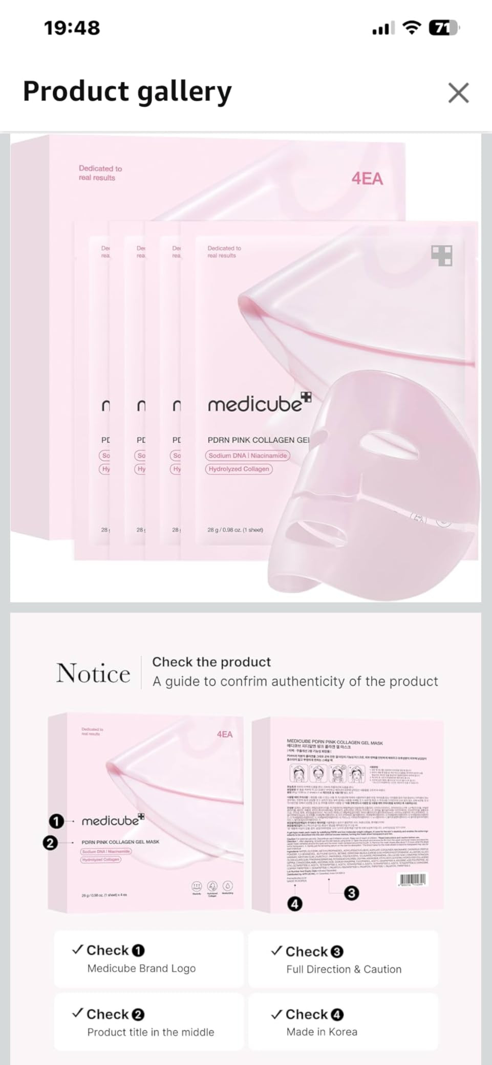 medicube Salmon DNA PDRN pink collagen jelly gel mask | overnight face mask for glass glow skin- elasticity, hydrating, firming and moisturizing | korean skincare, 28g, 4ea | Amazon (US)