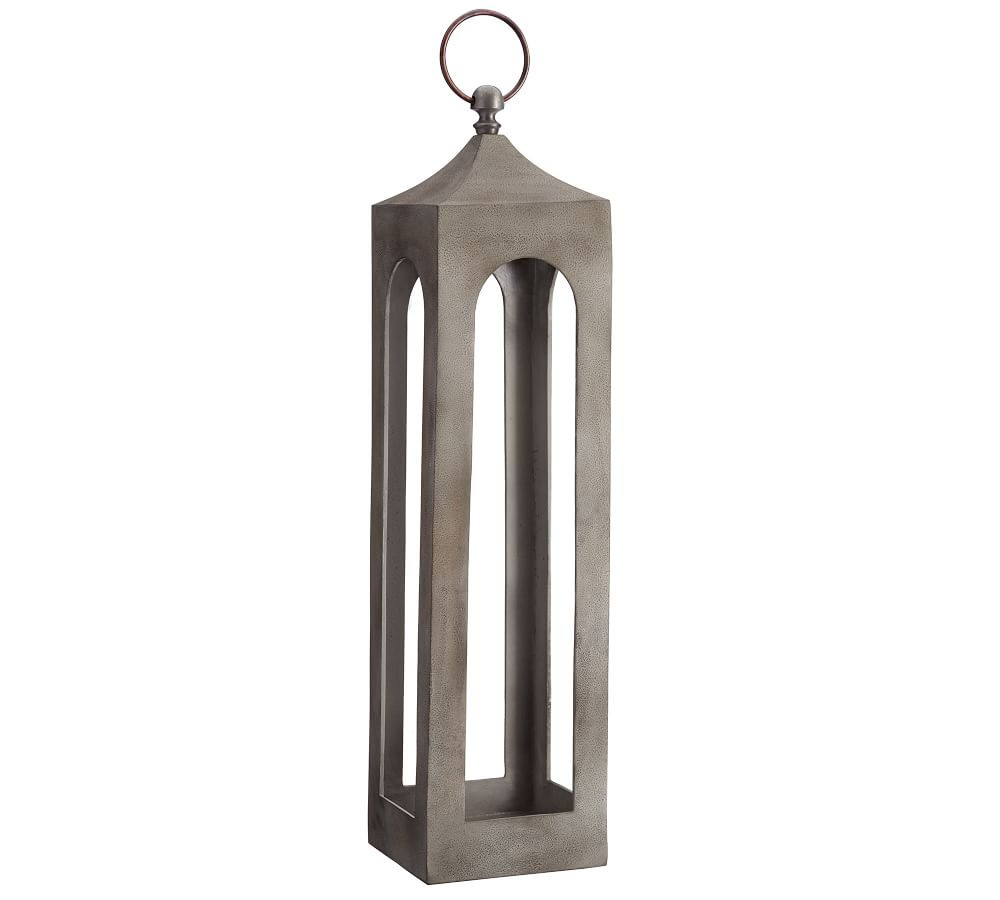 Caleb Handcrafted Metal Indoor/Outdoor Lanterns - Grey | Pottery Barn (US)