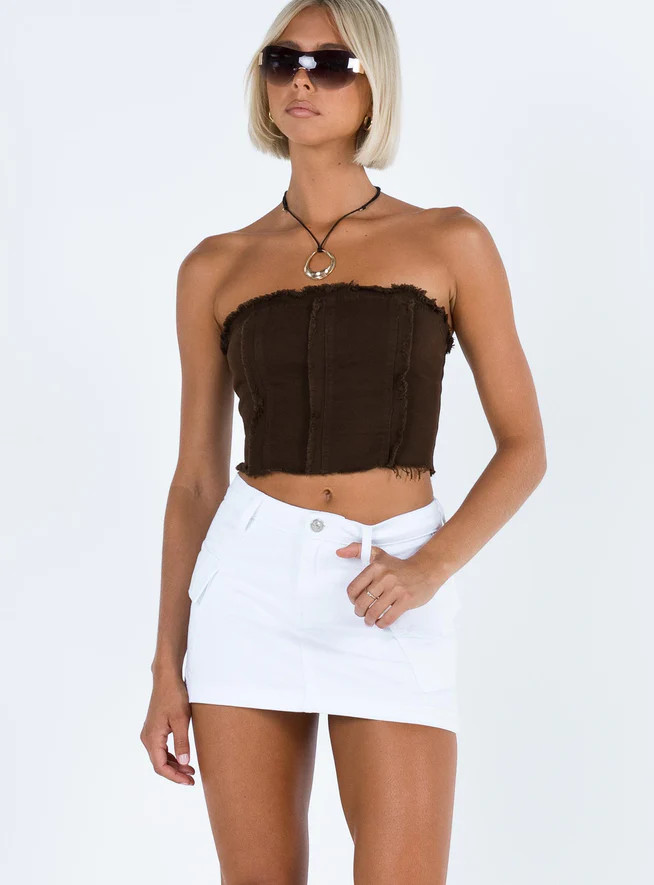 Zakai Cargo Denim Mini Skirt White | Princess Polly US