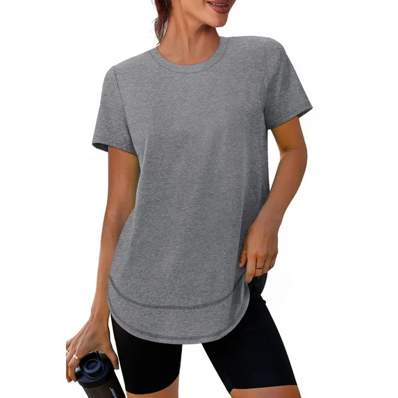Ronuti Womens Workout Tops Short Sleeve Activewear T-Shirts Quick Dry Breathable Gym Running Yoga... | Walmart (US)