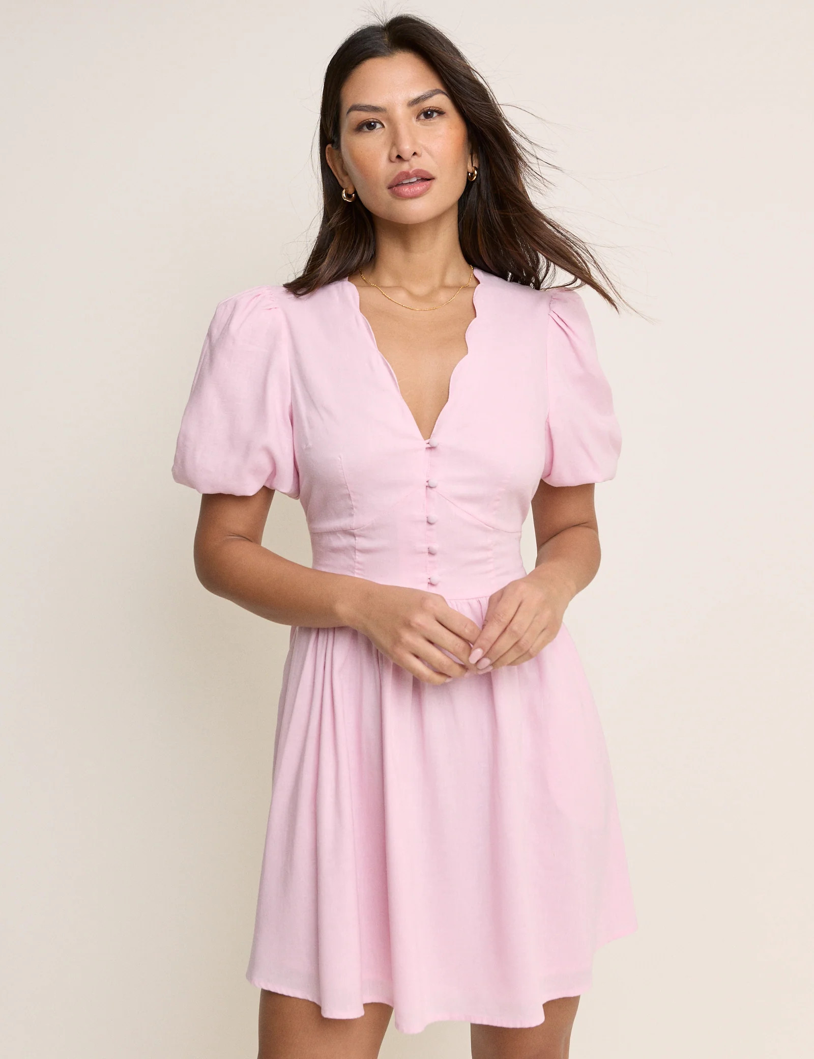 Pink Puff Sleeve Bess Mini Dress | Nobody's Child