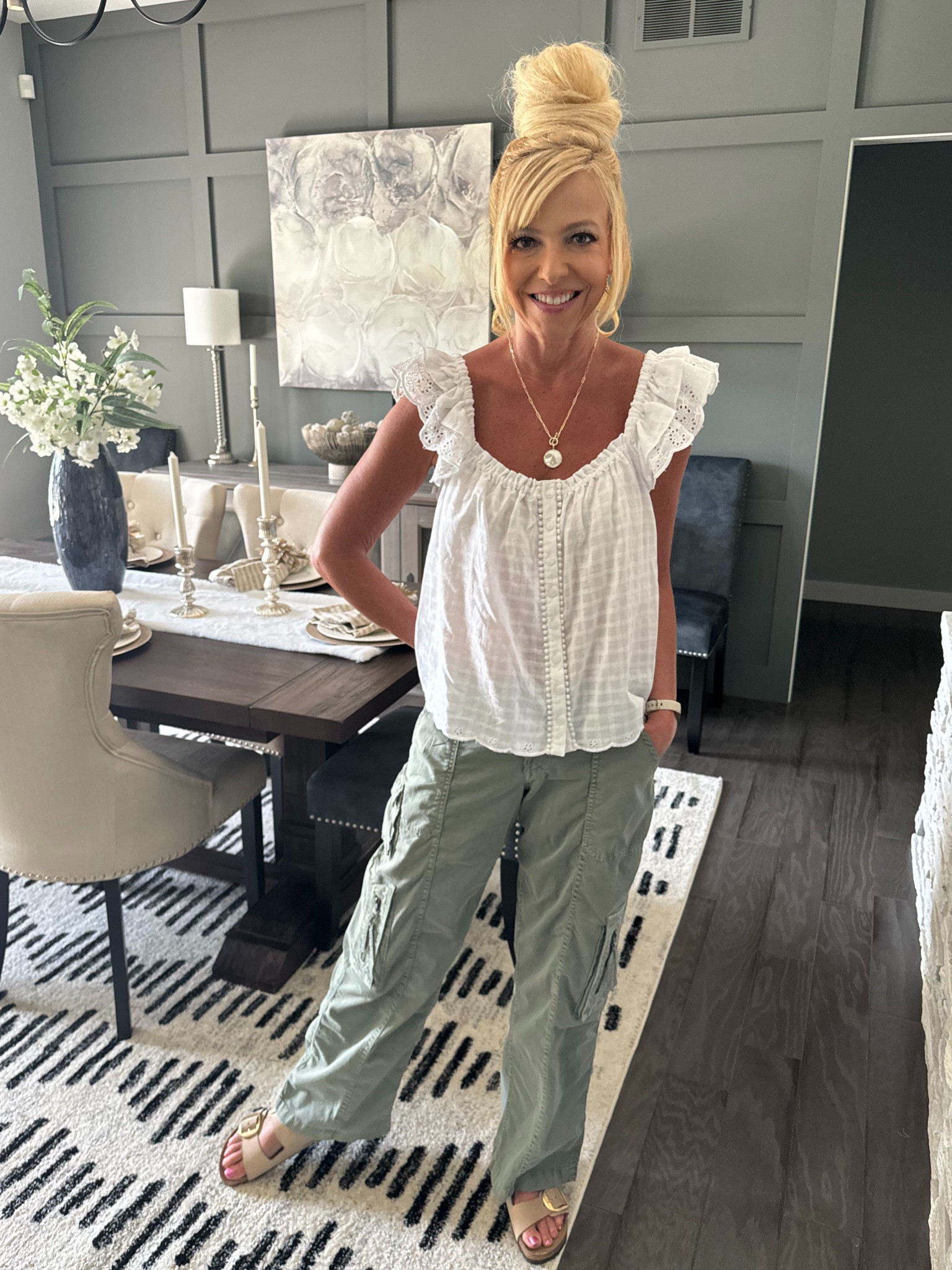 Perfect and feminine Summer Outfit #eyelet #whitetops #sandals #walmart 

#LTKFindsUnder50 #LTKStyleTip #LTKSaleAlert