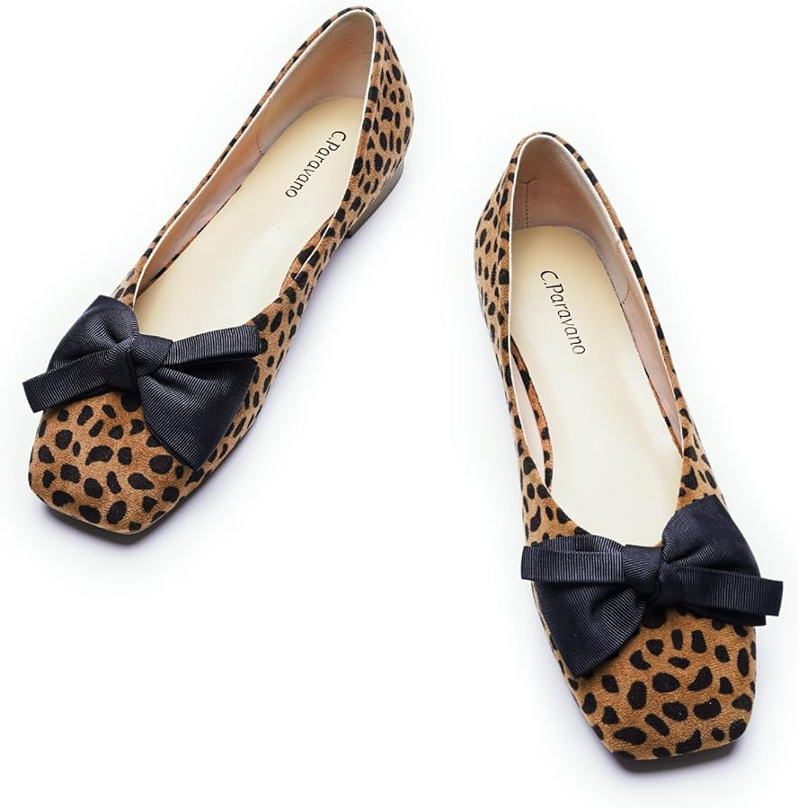 C.Paravano Women's Flats | Square Toe Shoes for Women | Leather Flat Shoes for Women | Slip On Ba... | Amazon (US)