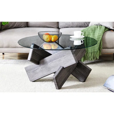 Modern Glass Coffee Table With Legs And Tempered Top 18.13 In. High Versatile Usage | Wayfair North America