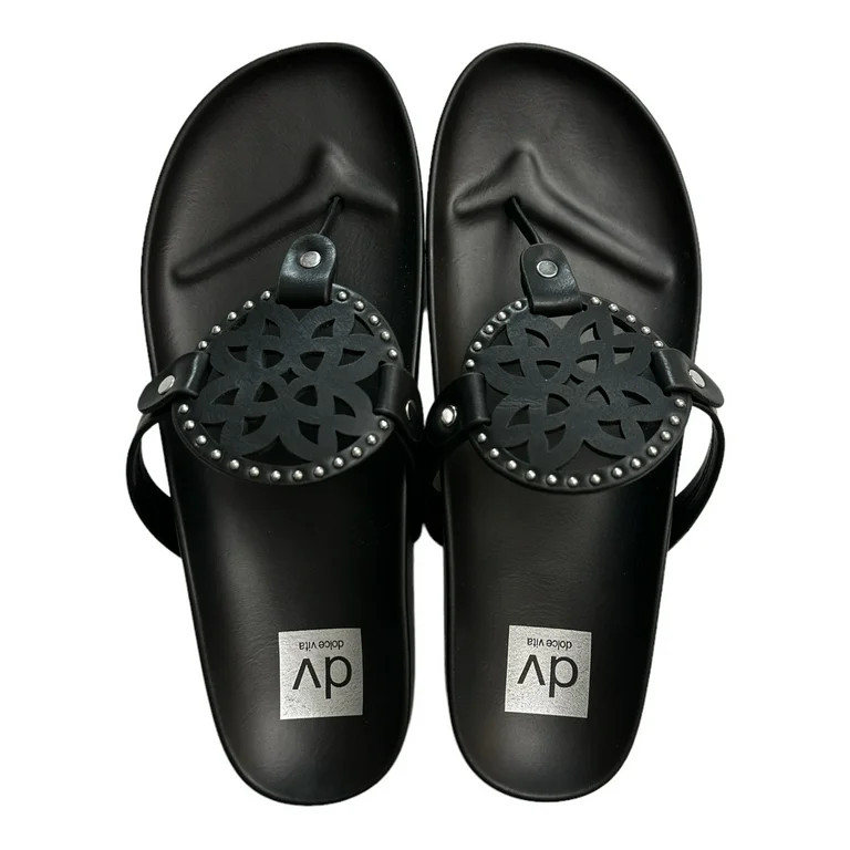 DV Dolce Vita Women's Metal Ornamentation Pandora Footbed Sandal (Black, 8) | Walmart (US)