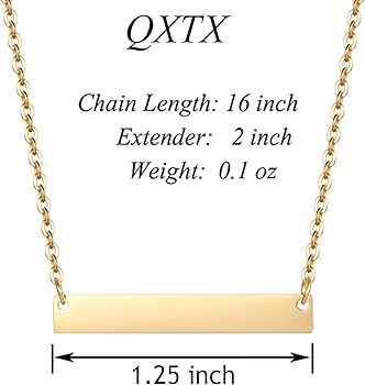 Gold Bar Necklace Stainless Steel Gold Plated Adjustable Chain with Pendant for Women Girls Simpl... | Amazon (US)