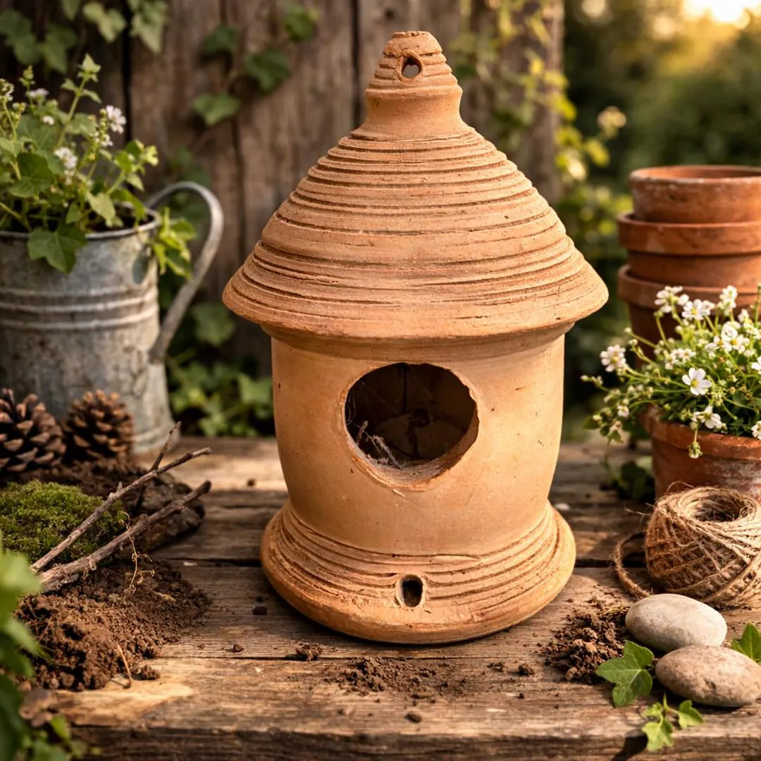 Vintage Handmade Terracotta Birdhouse – Rustic Clay Garden House – Primitive Outdoor Decor ... | Etsy (US)