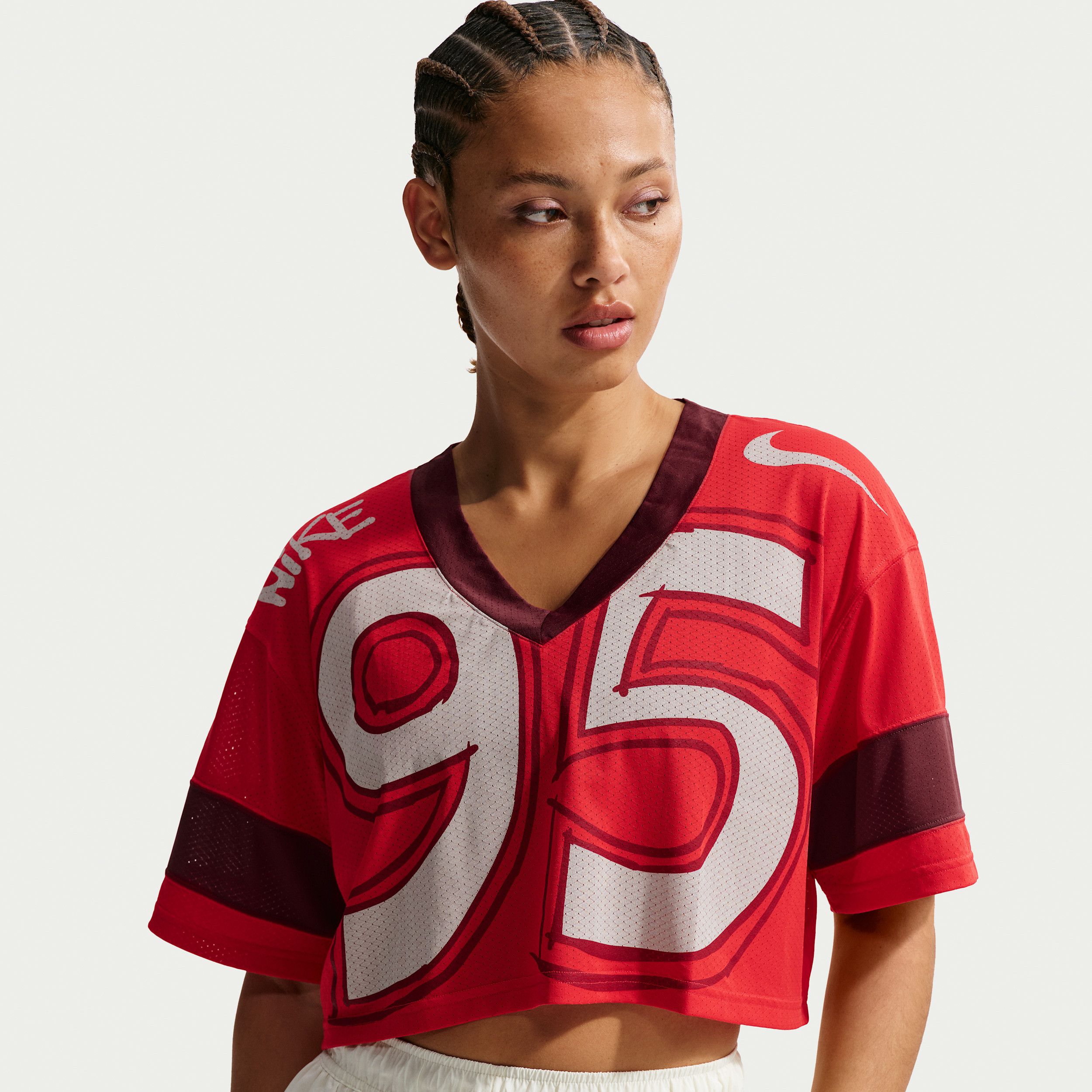 Women's Nike Sportswear Oversized Cropped Jersey in Red | IQ0063-657 | Nike (US)