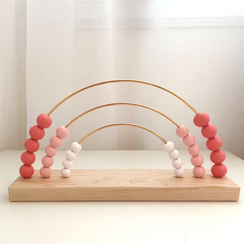 Wooden Rainbow Abacus  Coral Pink  Nursery and Kids Room | Etsy | Etsy (US)