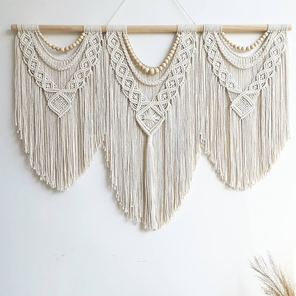 large macrame wall hanging - Boho Tapestry Macrame Wall Decor Art- Chic Bohemian Handmade Woven T... | Amazon (US)
