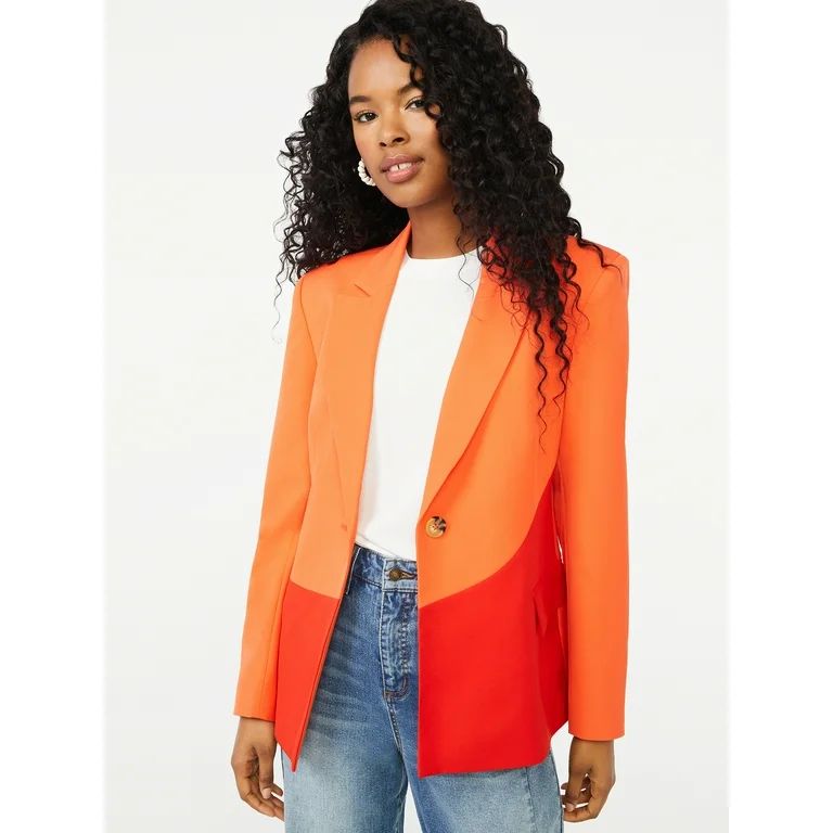 Scoop Women's Long Sleeve Color Block Blazer | Walmart (US)