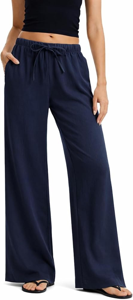 AnotherChill Women's High Waisted Wide Leg Crepe Pants Pull On Wrinkle Free Trousers with Pockets... | Amazon (US)