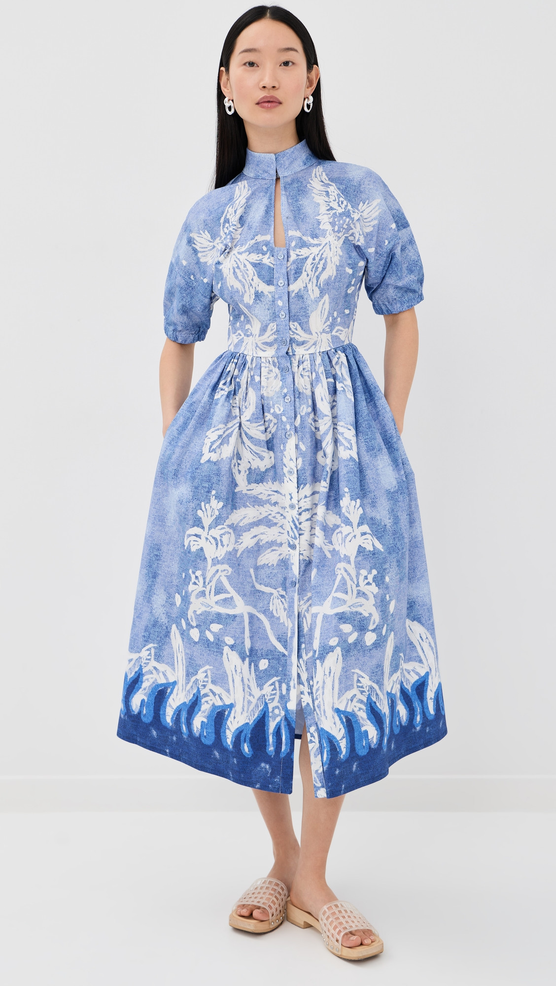 Stella Jean Printed Dress Blue Palm 44 | Shopbop