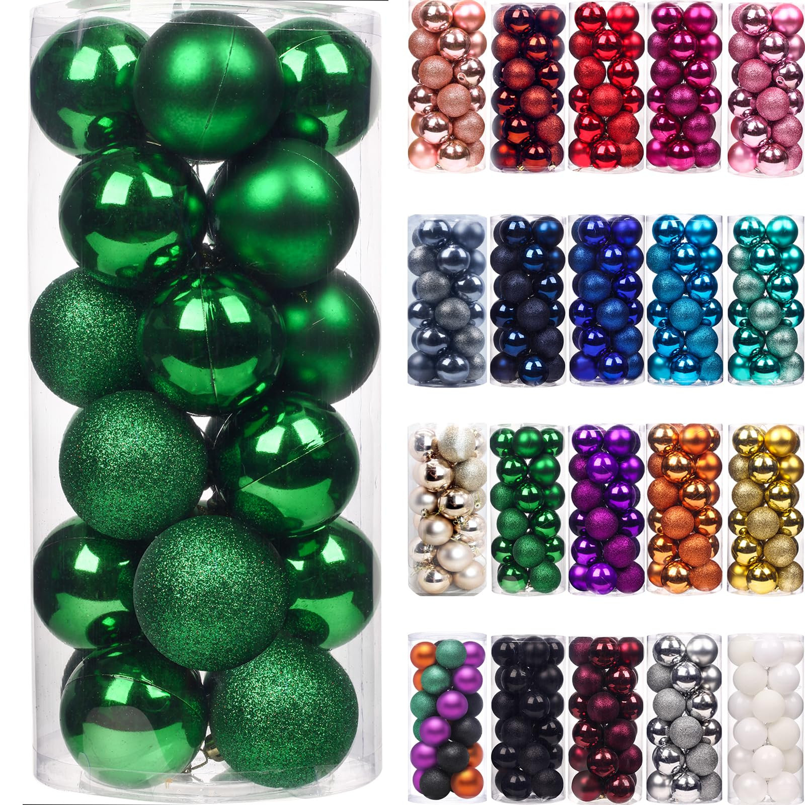 Emopeak 24Pcs Christmas Balls Ornaments for Xmas Christmas Tree - Shatterproof Christmas Tree Dec... | Amazon (US)