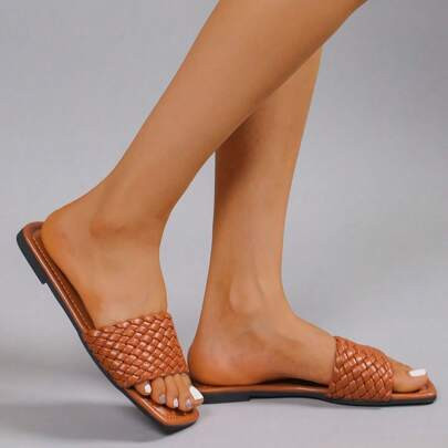 J.Adams Hannah Braided Slide Sandals - Women's Stylish Open-Toe Slip-On Flats - Comfortable And Chic Summer Footwear - Perfect For Casual And Everyday | SHEIN