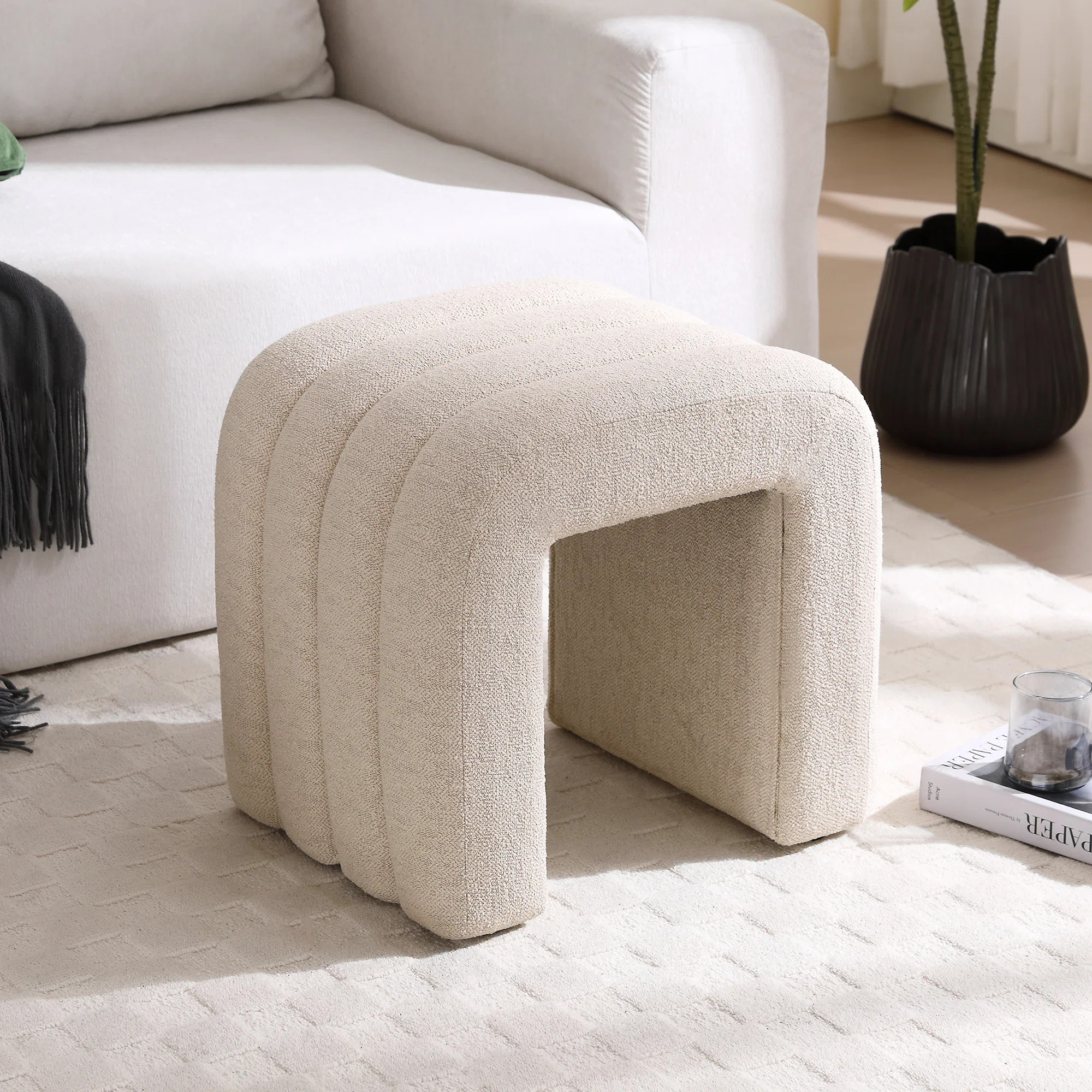 49cm Wide Upholstered Ottoman Footstool with Tufted Detail, Leg Levellers and Storage for Bedroom... | Wayfair UK