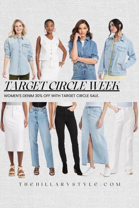 Target Circle Week: Women’s denim 30% off with Target circle week. Denim skirt, flare jeans, boyfriend denim, white denim, black denim, skinny jeans, denim shirt, denim jacket, vest, shacket, denim, jeans. Spring denim, spring jeans, spring outfit.

#LTKstyletip #LTKxTarget #LTKsalealert