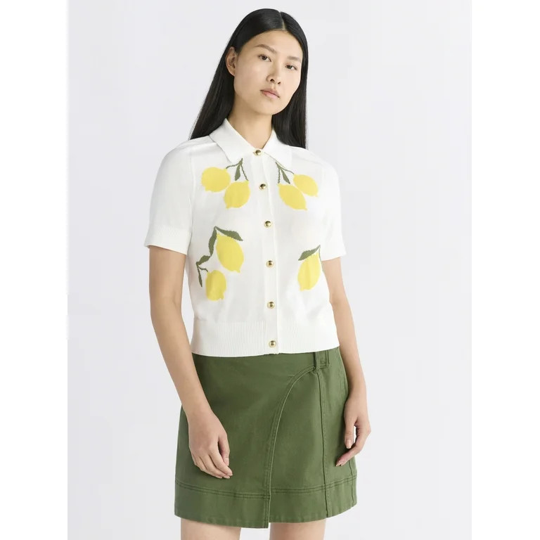 Free Assembly Women's Collared Cardigan Sweater with Short Sleeves, Lightweight, Sizes XS-XXL - W... | Walmart (US)